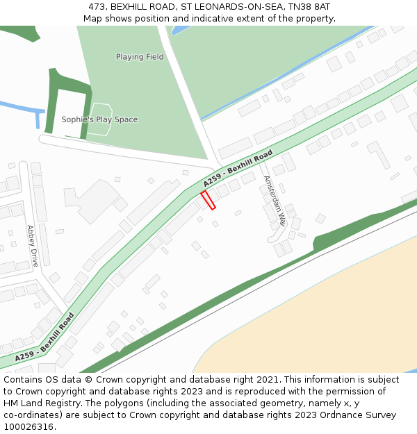 473, BEXHILL ROAD, ST LEONARDS-ON-SEA, TN38 8AT: Location map and indicative extent of plot