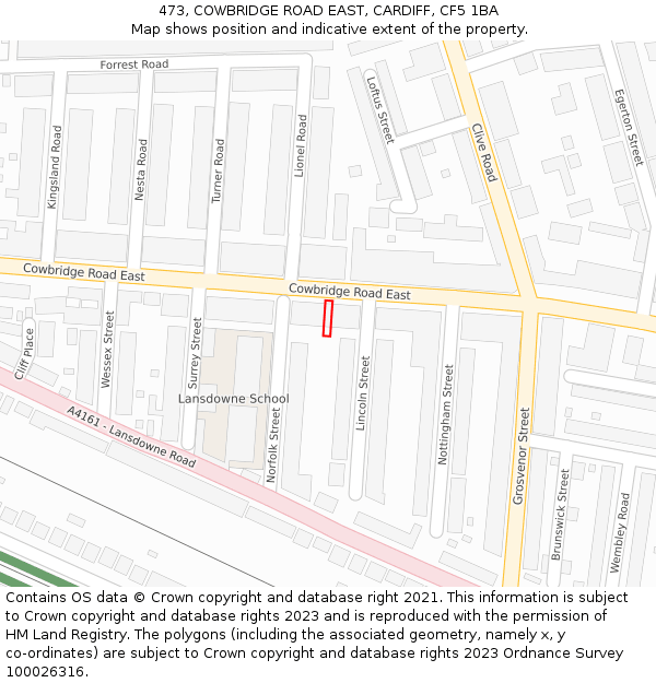 473, COWBRIDGE ROAD EAST, CARDIFF, CF5 1BA: Location map and indicative extent of plot