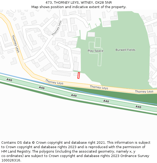 473, THORNEY LEYS, WITNEY, OX28 5NR: Location map and indicative extent of plot