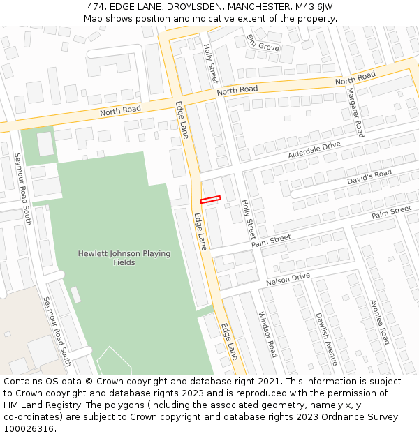474, EDGE LANE, DROYLSDEN, MANCHESTER, M43 6JW: Location map and indicative extent of plot