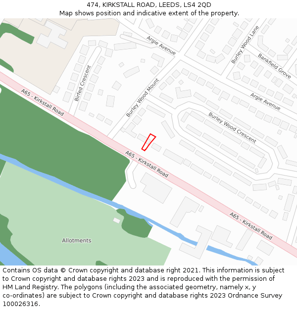 474, KIRKSTALL ROAD, LEEDS, LS4 2QD: Location map and indicative extent of plot