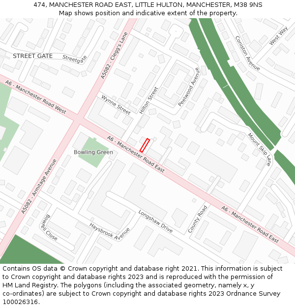 474, MANCHESTER ROAD EAST, LITTLE HULTON, MANCHESTER, M38 9NS: Location map and indicative extent of plot