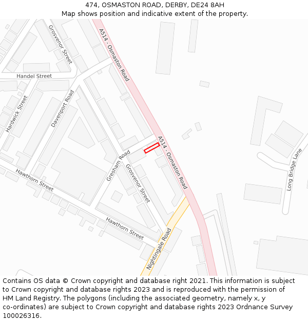 474, OSMASTON ROAD, DERBY, DE24 8AH: Location map and indicative extent of plot