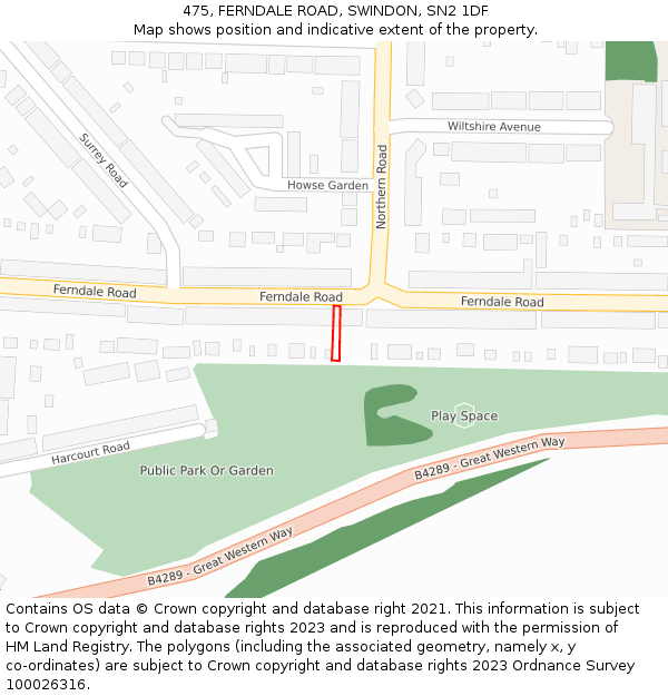 475, FERNDALE ROAD, SWINDON, SN2 1DF: Location map and indicative extent of plot
