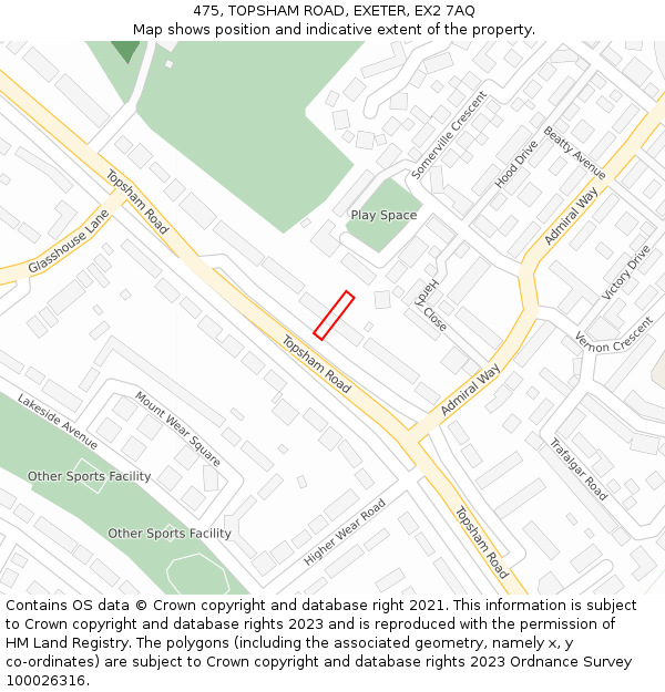 475, TOPSHAM ROAD, EXETER, EX2 7AQ: Location map and indicative extent of plot