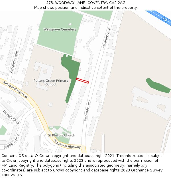 475, WOODWAY LANE, COVENTRY, CV2 2AG: Location map and indicative extent of plot