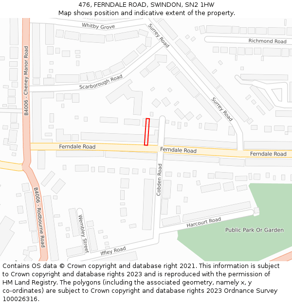 476, FERNDALE ROAD, SWINDON, SN2 1HW: Location map and indicative extent of plot