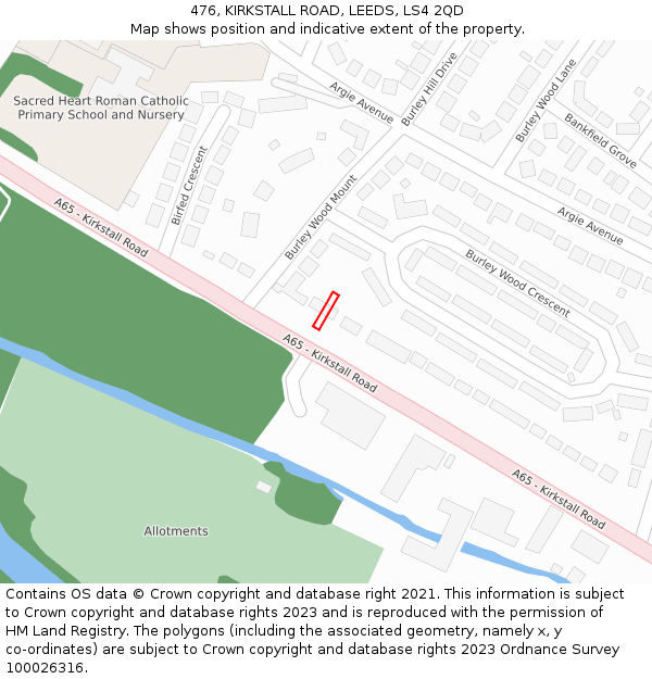 476, KIRKSTALL ROAD, LEEDS, LS4 2QD: Location map and indicative extent of plot