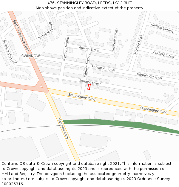476, STANNINGLEY ROAD, LEEDS, LS13 3HZ: Location map and indicative extent of plot