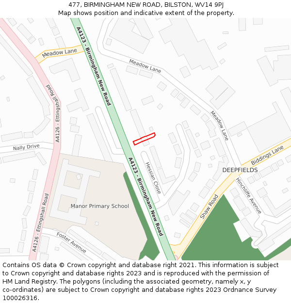 477, BIRMINGHAM NEW ROAD, BILSTON, WV14 9PJ: Location map and indicative extent of plot
