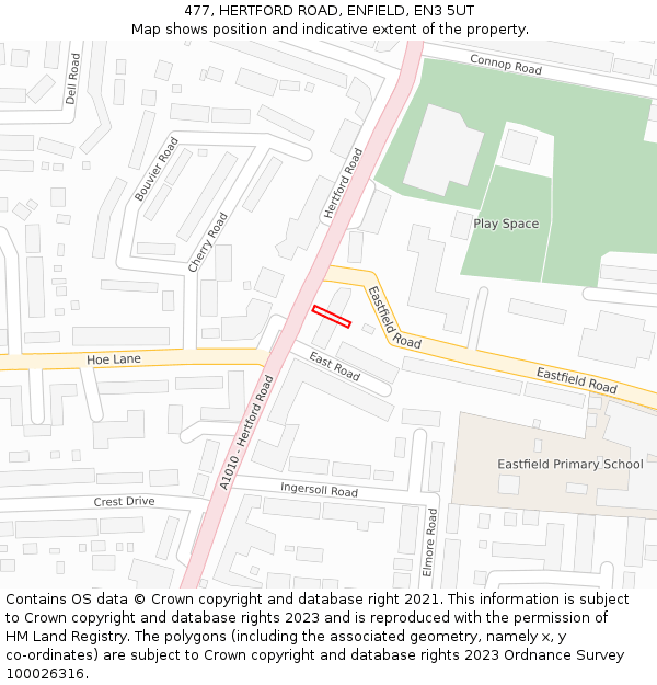477, HERTFORD ROAD, ENFIELD, EN3 5UT: Location map and indicative extent of plot