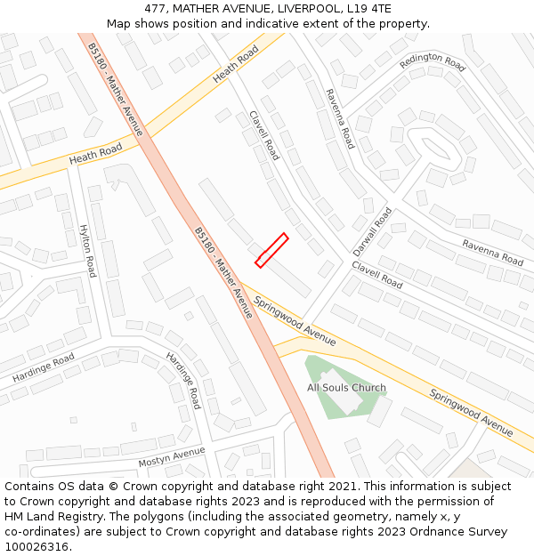 477, MATHER AVENUE, LIVERPOOL, L19 4TE: Location map and indicative extent of plot