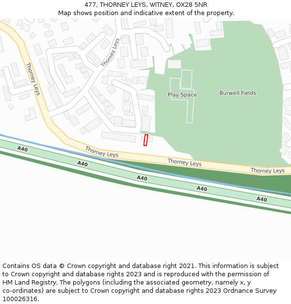 477, THORNEY LEYS, WITNEY, OX28 5NR: Location map and indicative extent of plot