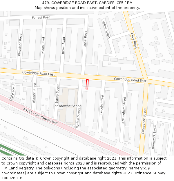 479, COWBRIDGE ROAD EAST, CARDIFF, CF5 1BA: Location map and indicative extent of plot