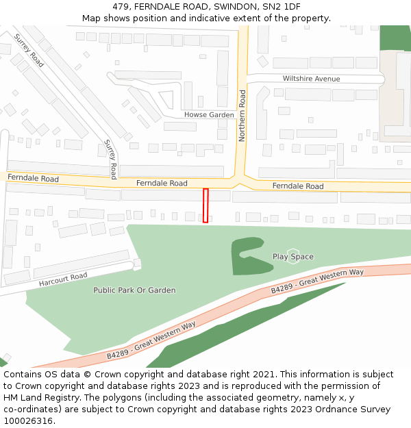479, FERNDALE ROAD, SWINDON, SN2 1DF: Location map and indicative extent of plot