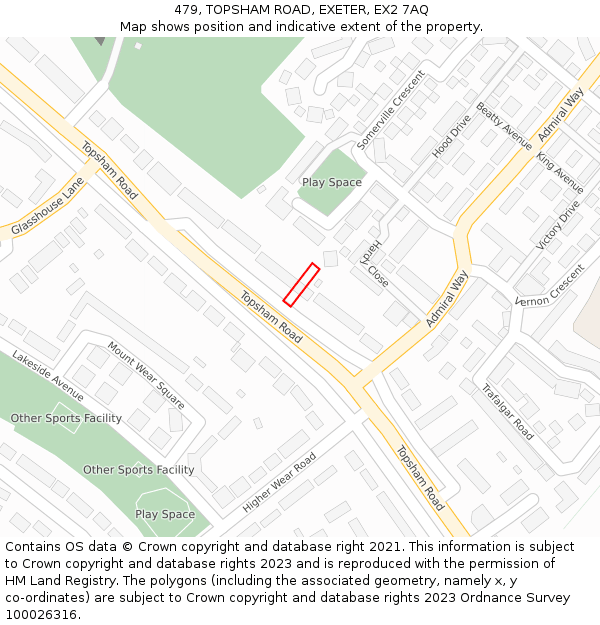 479, TOPSHAM ROAD, EXETER, EX2 7AQ: Location map and indicative extent of plot