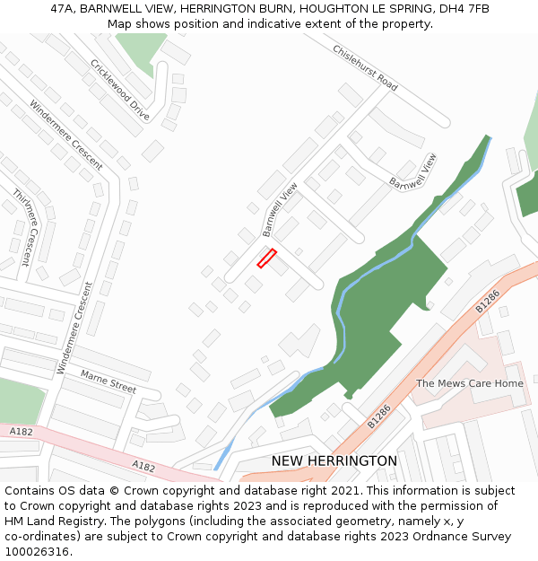 47A, BARNWELL VIEW, HERRINGTON BURN, HOUGHTON LE SPRING, DH4 7FB: Location map and indicative extent of plot
