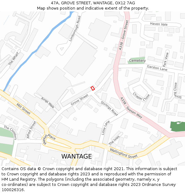 47A, GROVE STREET, WANTAGE, OX12 7AG: Location map and indicative extent of plot