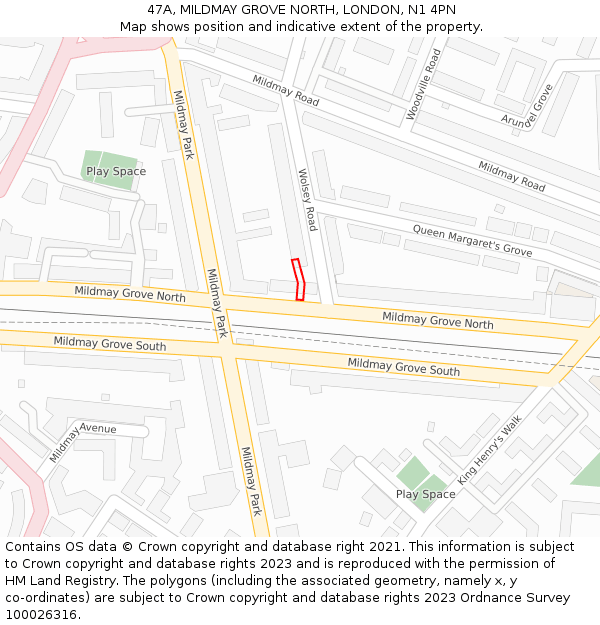 47A, MILDMAY GROVE NORTH, LONDON, N1 4PN: Location map and indicative extent of plot