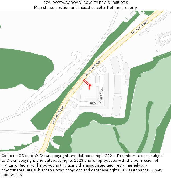 47A, PORTWAY ROAD, ROWLEY REGIS, B65 9DS: Location map and indicative extent of plot