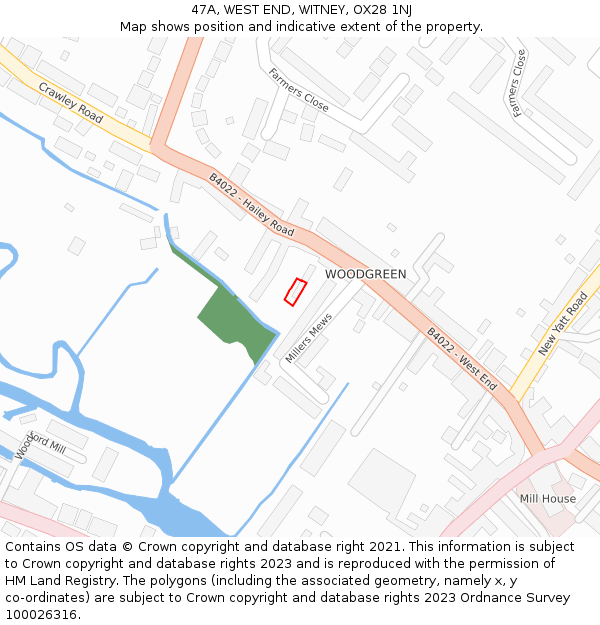 47A, WEST END, WITNEY, OX28 1NJ: Location map and indicative extent of plot