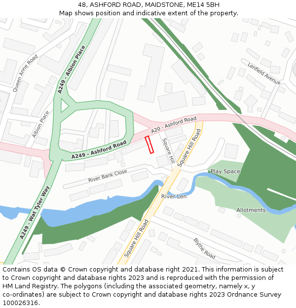 48, ASHFORD ROAD, MAIDSTONE, ME14 5BH: Location map and indicative extent of plot