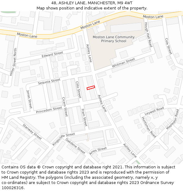 48, ASHLEY LANE, MANCHESTER, M9 4WT: Location map and indicative extent of plot