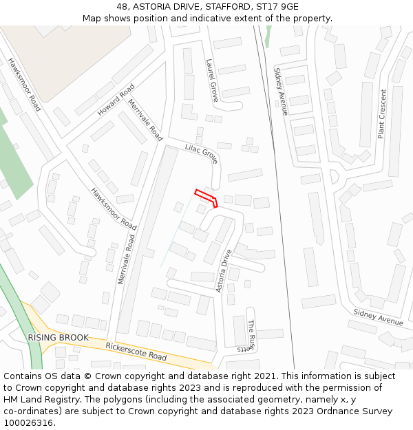 48, ASTORIA DRIVE, STAFFORD, ST17 9GE: Location map and indicative extent of plot