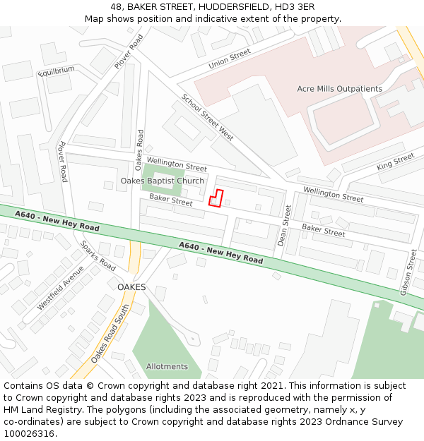 48, BAKER STREET, HUDDERSFIELD, HD3 3ER: Location map and indicative extent of plot