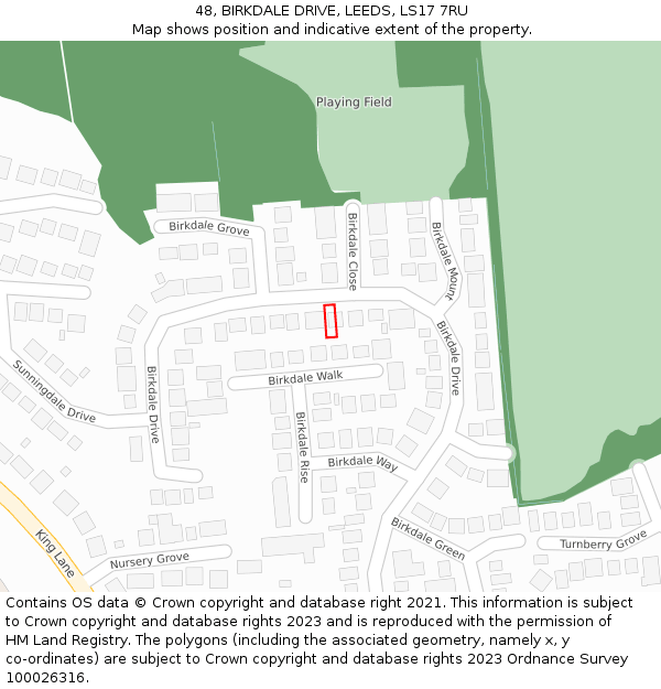 48, BIRKDALE DRIVE, LEEDS, LS17 7RU: Location map and indicative extent of plot