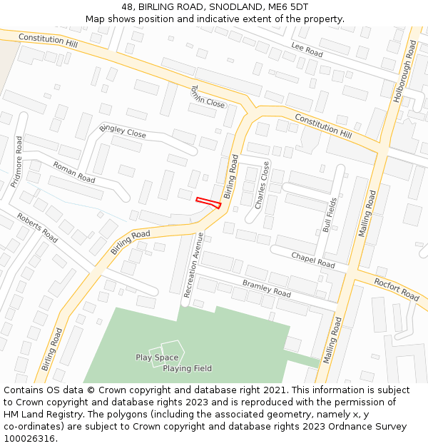 48, BIRLING ROAD, SNODLAND, ME6 5DT: Location map and indicative extent of plot