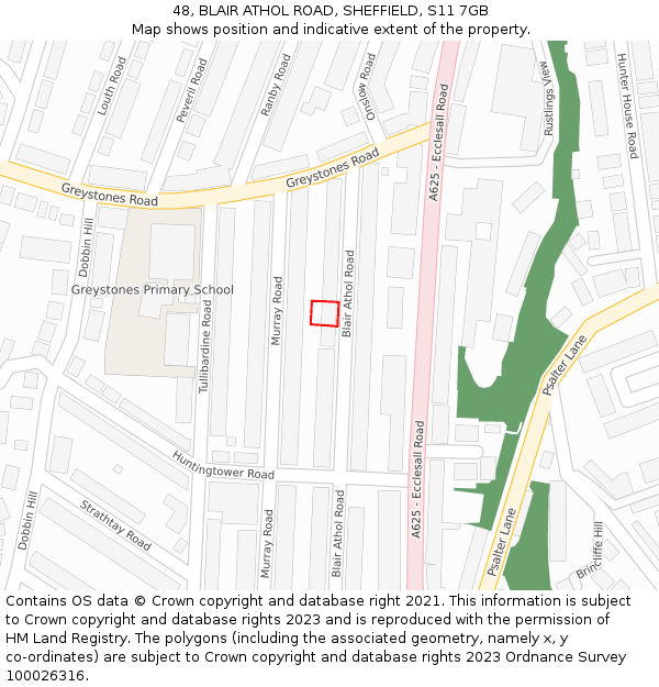48, BLAIR ATHOL ROAD, SHEFFIELD, S11 7GB: Location map and indicative extent of plot