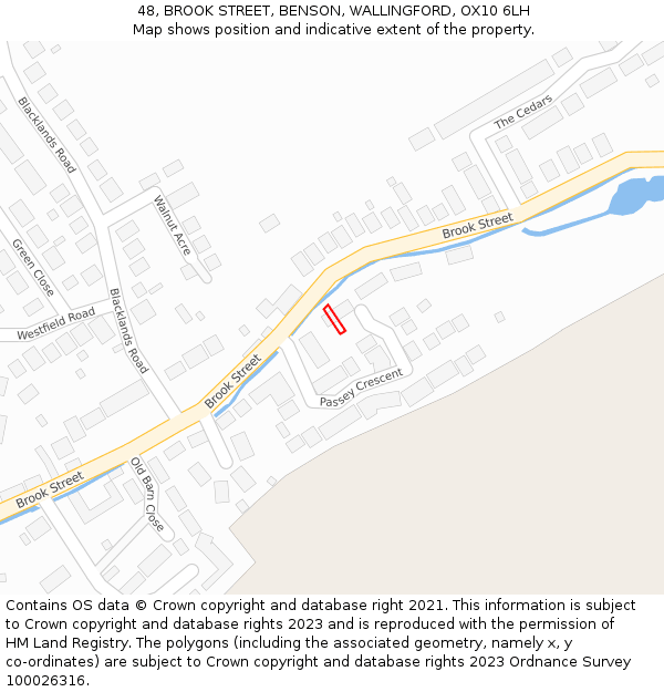 48, BROOK STREET, BENSON, WALLINGFORD, OX10 6LH: Location map and indicative extent of plot