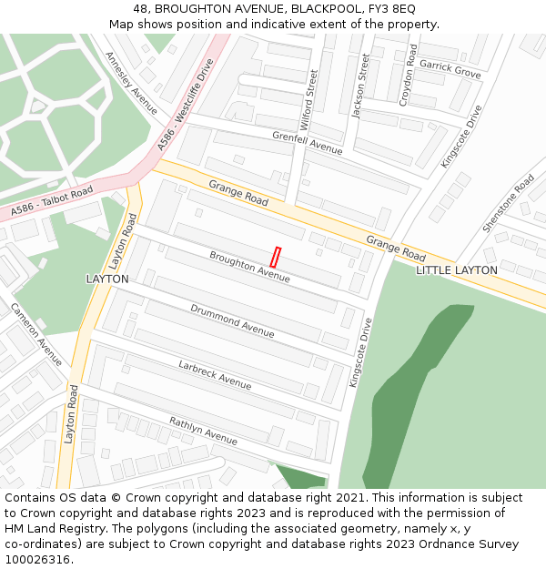 48, BROUGHTON AVENUE, BLACKPOOL, FY3 8EQ: Location map and indicative extent of plot