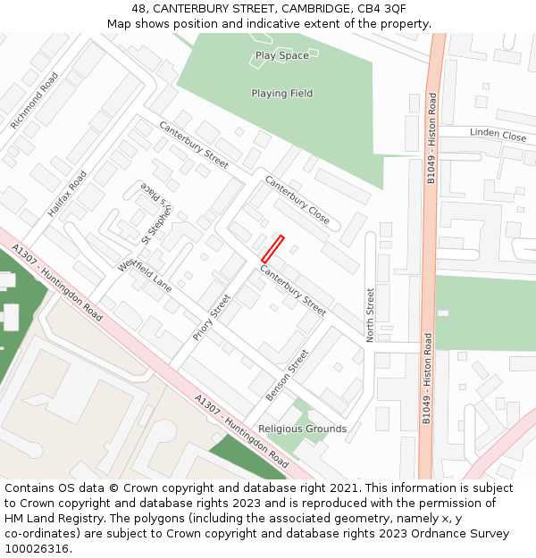 48, CANTERBURY STREET, CAMBRIDGE, CB4 3QF: Location map and indicative extent of plot