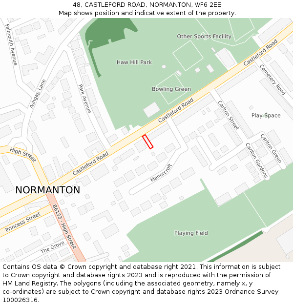 48, CASTLEFORD ROAD, NORMANTON, WF6 2EE: Location map and indicative extent of plot