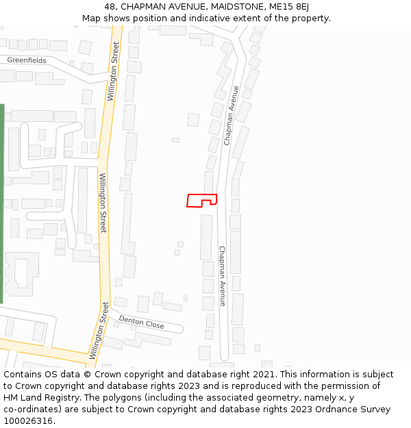 48, CHAPMAN AVENUE, MAIDSTONE, ME15 8EJ: Location map and indicative extent of plot