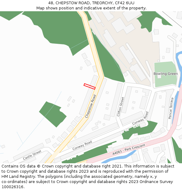48, CHEPSTOW ROAD, TREORCHY, CF42 6UU: Location map and indicative extent of plot