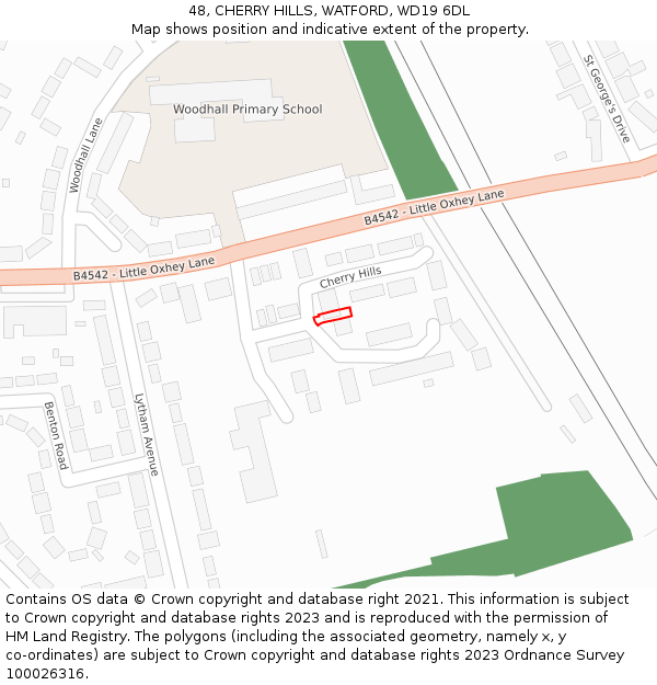 48, CHERRY HILLS, WATFORD, WD19 6DL: Location map and indicative extent of plot
