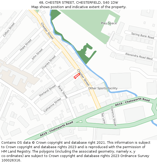 48, CHESTER STREET, CHESTERFIELD, S40 1DW: Location map and indicative extent of plot