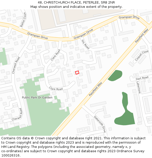 48, CHRISTCHURCH PLACE, PETERLEE, SR8 2NR: Location map and indicative extent of plot