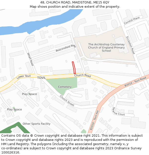 48, CHURCH ROAD, MAIDSTONE, ME15 6QY: Location map and indicative extent of plot