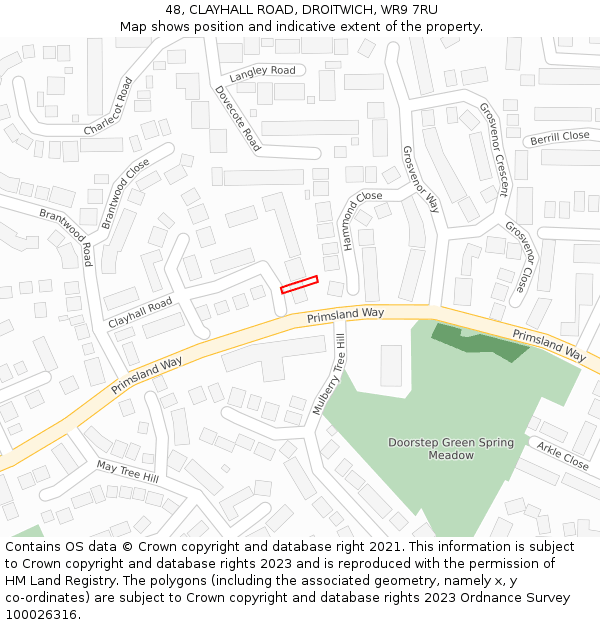 48, CLAYHALL ROAD, DROITWICH, WR9 7RU: Location map and indicative extent of plot