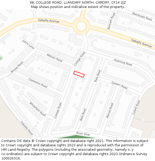 48, COLLEGE ROAD, LLANDAFF NORTH, CARDIFF, CF14 2JZ: Location map and indicative extent of plot