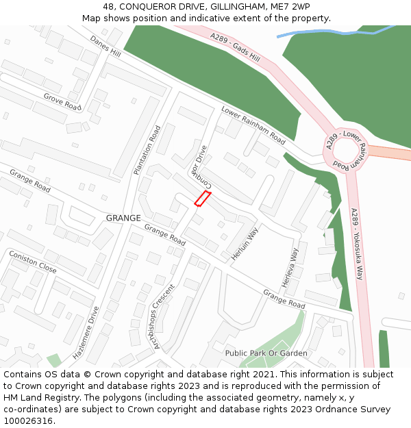 48, CONQUEROR DRIVE, GILLINGHAM, ME7 2WP: Location map and indicative extent of plot