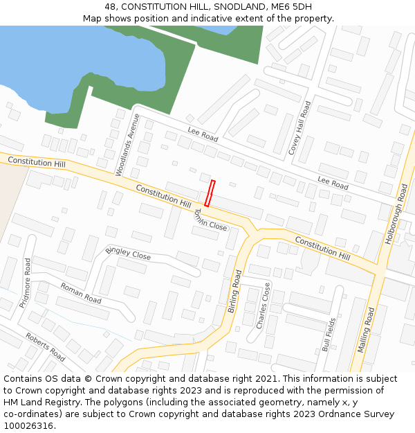 48, CONSTITUTION HILL, SNODLAND, ME6 5DH: Location map and indicative extent of plot