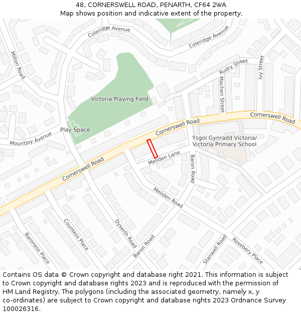 48, CORNERSWELL ROAD, PENARTH, CF64 2WA: Location map and indicative extent of plot