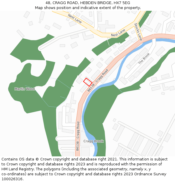 48, CRAGG ROAD, HEBDEN BRIDGE, HX7 5EG: Location map and indicative extent of plot