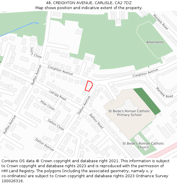48, CREIGHTON AVENUE, CARLISLE, CA2 7DZ: Location map and indicative extent of plot