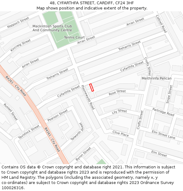 48, CYFARTHFA STREET, CARDIFF, CF24 3HF: Location map and indicative extent of plot